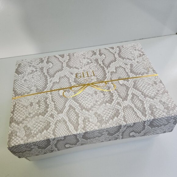 G.I.L.I. NIB Leather Snakeskin Embossed Gold Metallic Trim 2 Piece Crossbody Bag - Picture 2 of 8